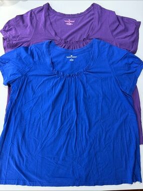 Woman Within Scoop Neck Tees in Royal Blue & Deep Purple